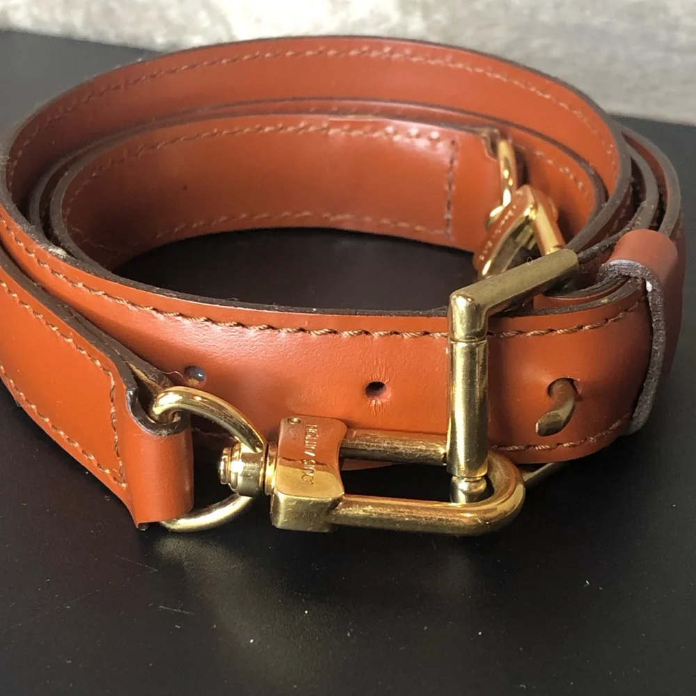 LOUIS VUITTON Adjustable Brown Kenyan Fawn Leather Strap with Gold Hardware